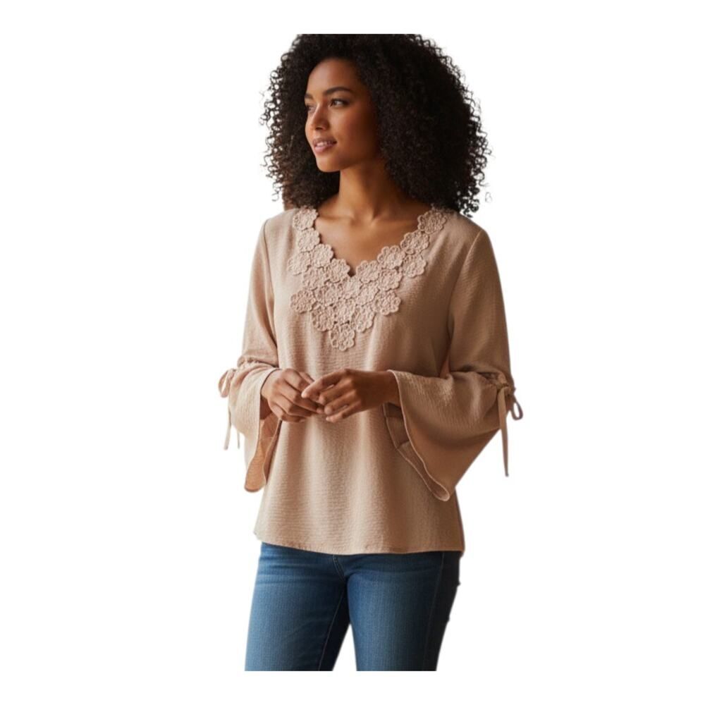 SPENSE BLUSH PINK FLAIR SLEEVE BLOUSE SZ.S EUC.